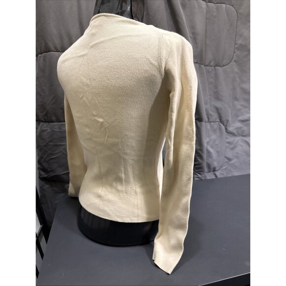 Ann Taylor LOFT Women XS Top Faux Wrap Long Sleeve Pullover Beige 100% Cotton - Picture 8 of 15